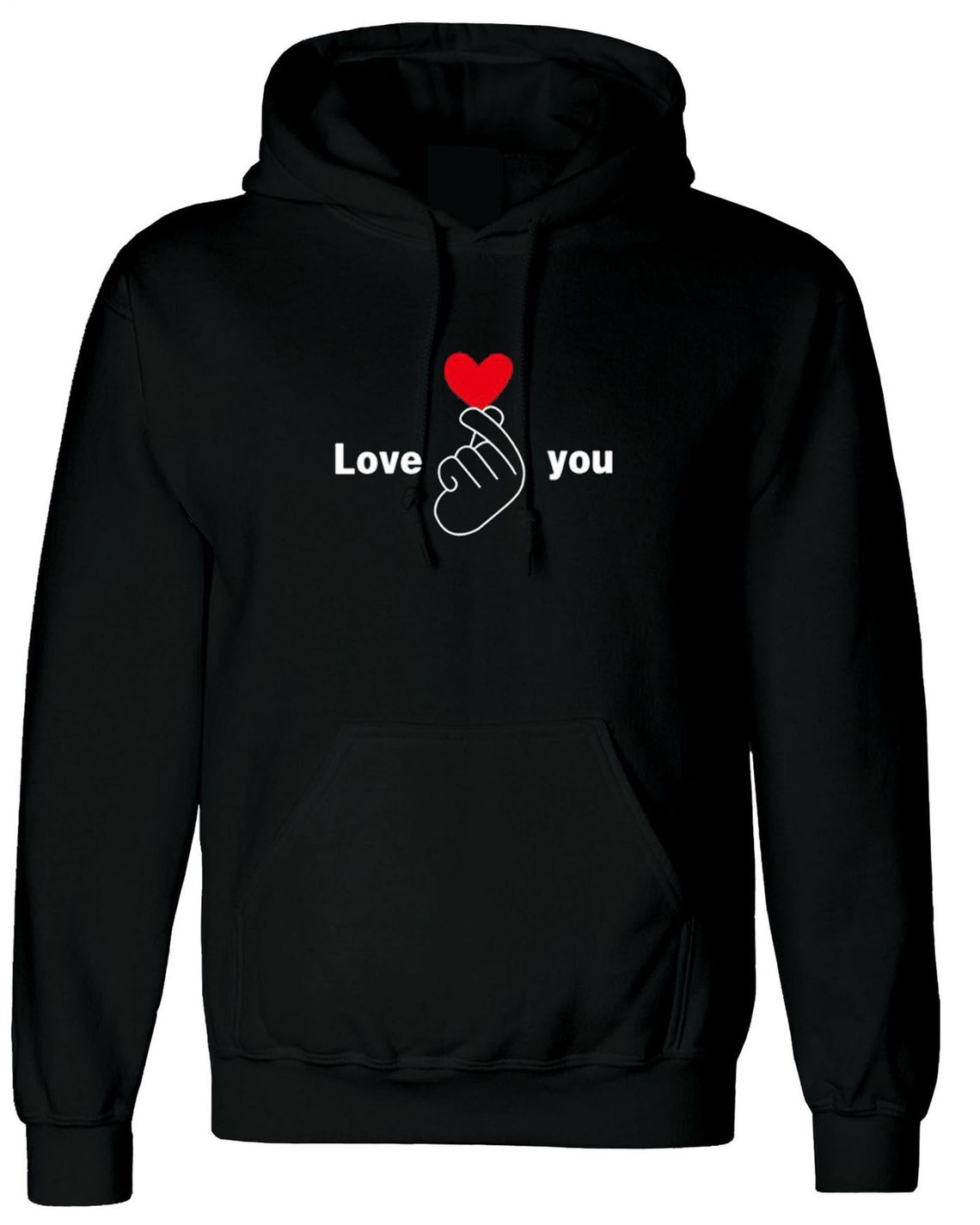 Love You Hoodie Love Red heart Hoody Hood Valentines Gift for | Etsy