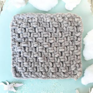 Silver Grey Chenille Baby Comforter | Hand-Knitted Security Blanket