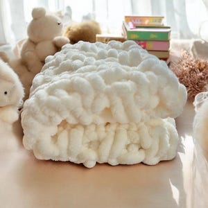 Cream Chenille Baby Comforter | Hand Knitted Snuggle Lovey