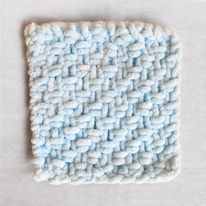 Light Blue Chenille Baby Comforter | Hand-Knitted Security Blanket