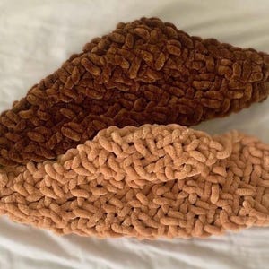 Hand Knitted Baby Comforter | Dark Brown Chenille Security Blanket