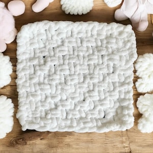 White Chenille Baby Comforter | Hand-Knitted Security Blanket