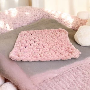 Dusky Pink Chenille Baby Comforter | Hand-Knitted Security Blanket