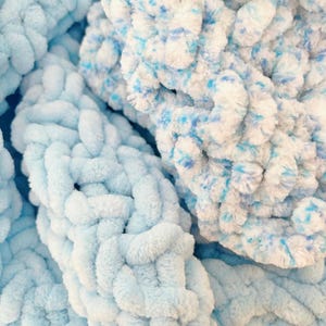 Blue Mix Chenille Baby Comforter | Handmade Snuggle Square Lovey