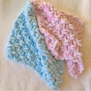 Handmade Baby Comforter | Pink Mix Chenille Snuggle Square with Dummy Loop