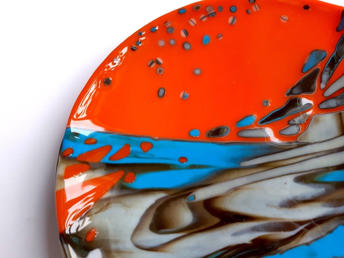 Unique Handmade Large Glass Art Plate Serving Glass Plate Etsy