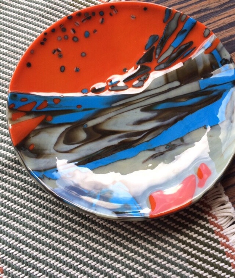 Unique Handmade Large Glass Art Plate Serving Glass Plate Etsy