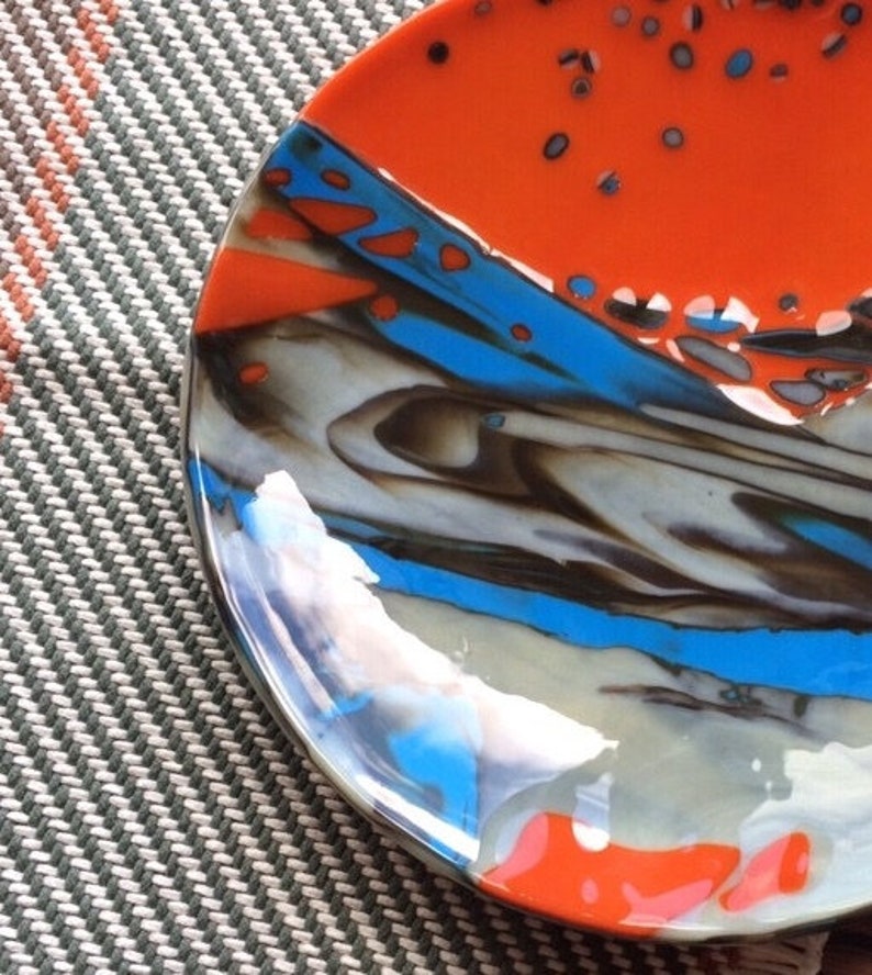 Unique Handmade Large Glass Art Plate Fireplace Decor Etsy