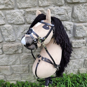 HOBBY HORSE brown with bridle +!FREE breastplate!, hobbyhorse handmade, horse on a stick, hobby horse with open mouth, size A3 (bigger)