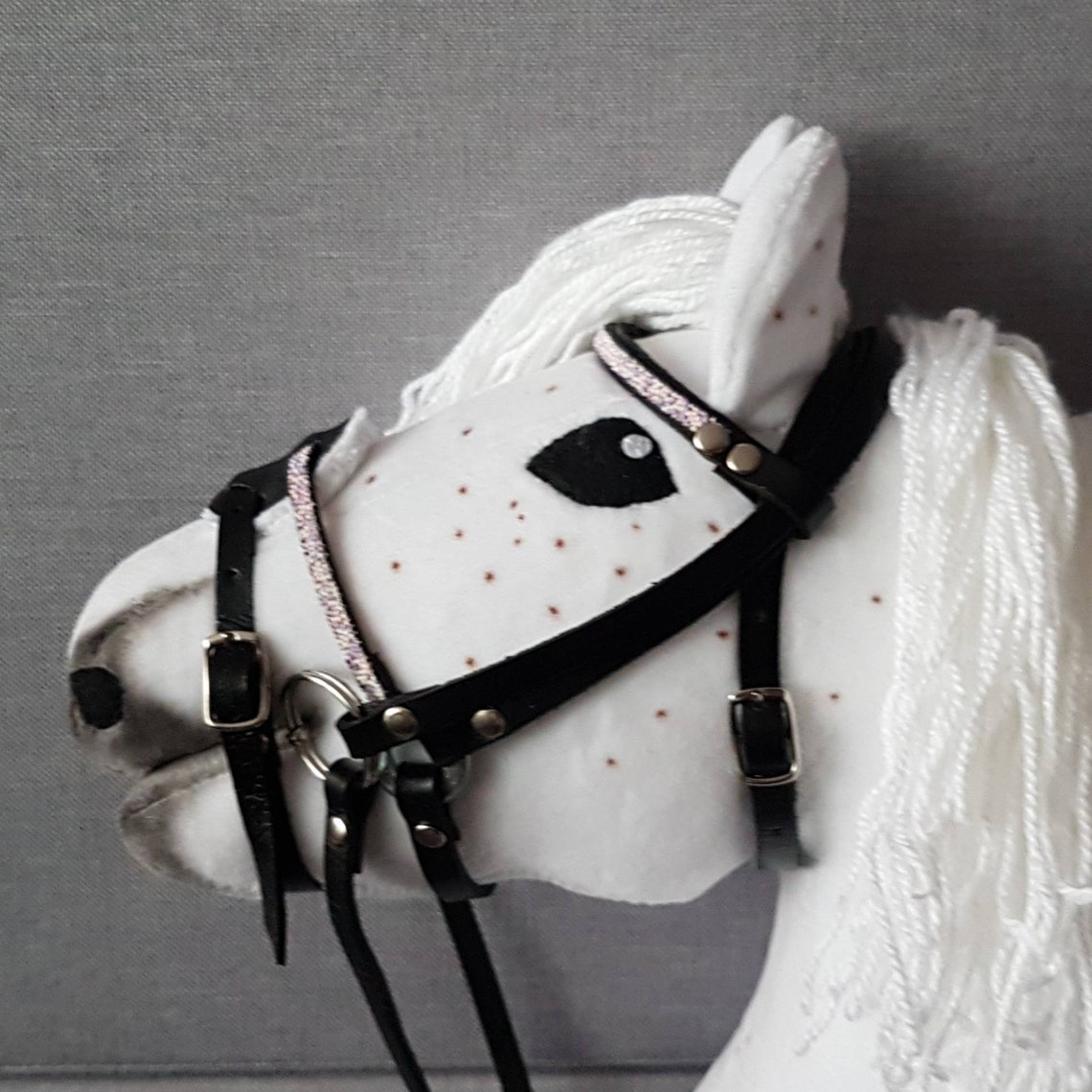 Hobby horse bridle black leather hobby horse accessories Etsy