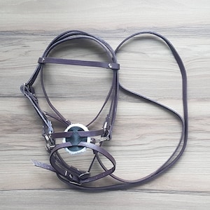 Hobby horse BRIDLE, mexican bridle, violet leather, hobby horse accessories, violet browband, hobbyhorse, size M universal (from A4 to A3)