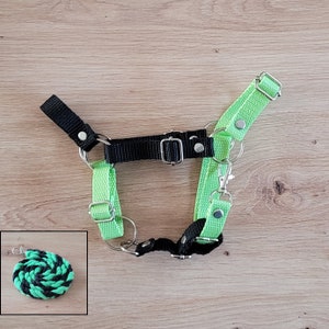 Hobby horse HALTER + lead rope, black/green tape, hobby horse accessories, fully adjustable, size L universal (from A4 to A3)