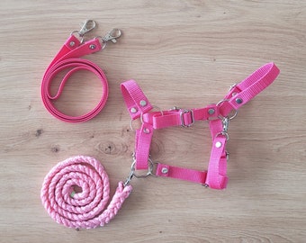 Hobby Horse Halter + Reins + Lead Rope, Hobby Horse Accessories, Hobby Horse Set PINK, universal size (A4 to A3 and bigger)