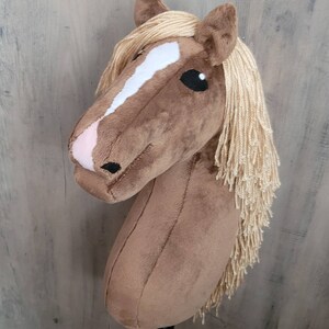 Hobby horse brown with bridle and breastplate,handmade hobby horse cheap, A3