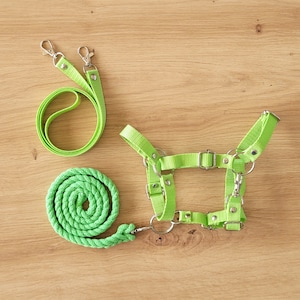 Hobby Horse Halter + Reins + Lead Rope, Hobby Horse Accessories, Hobby Horse Set GREEN, universal size (A4 to A3 and bigger)