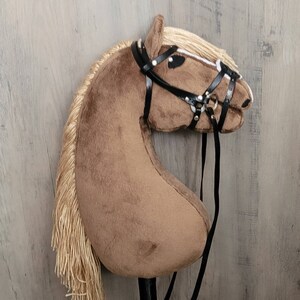 Hobby horse brown with bridle and breastplate,handmade hobby horse cheap, A3