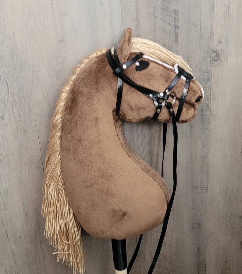 Hobby horse brown with bridle and breastplate,handmade hobby horse cheap, A3