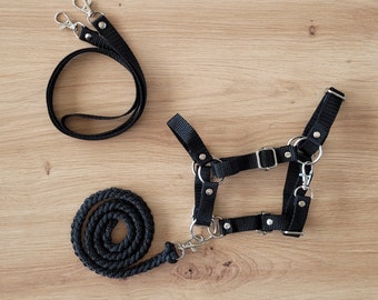 Hobby Horse Halter + Reins + Lead Rope, Hobby Horse Accessories, Hobby Horse Set BLACK, universal size (A4 to A3 and bigger)