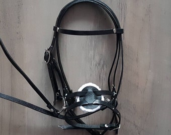 Hobby horse BRIDLE, mexican bridle, black leather, hobby horse accessories, black browband, hobbyhorse, size M (from A4 to A3)