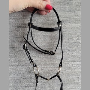 Hobby horse BRIDLE, western bridle, black leather, hobby horse accessories, black browband, hobbyhorse, size M (from A4 to A3)