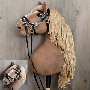 Hobby horse brown with bridle and breastplate,handmade hobby horse cheap, A3