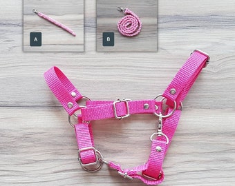 Hobby horse HALTER, pink tape, hobby horse accessories, fully adjustable, size M  ( A4 and smaller)