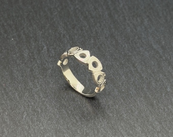 Ring met rotormotief van een roterende motor, 7 mm breed, sterling zilver 925, op bestelling gemaakt, gemaakt in Japan.