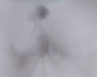 Ballerinaskiss, kol- och blyertsteckning (35 x 50 cm)