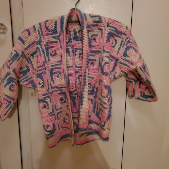 Vintage women's Granny Square Crochet Cardigan swe