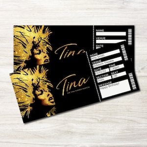 Tina Turner Musical-Geschenkkarte, personalisiertes Musical-Geschenkticket, druckbares Geschenkticket-Musical, Broadway-Musical-Karte, West End, Theater