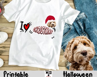 SANTA Custom Dog, I LOVE CHRISTMAS, Christmas Pet, Dog digital download, Printable, Personalized, Christmas, Santa Claus