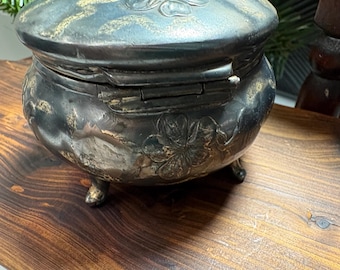 Antique Jennings Brothers Silverplate Jewelry Box | Art Nouveau Floral Casket