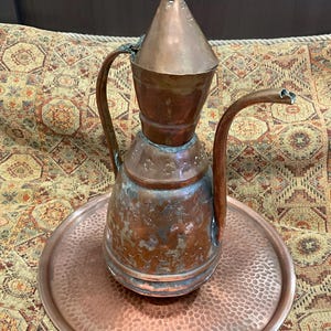 Antique 19th Century Copper Dallah - Hand-Forged Middle Eastern Coffee Pot