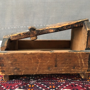 Antique Shoe Shine Caddy - Vintage Handmade Folk Art Box - Primitive Boot Shine Kit