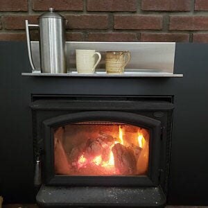 Custom Brushed Stainless Steel Hanging Shelf for Wood Burning Stove