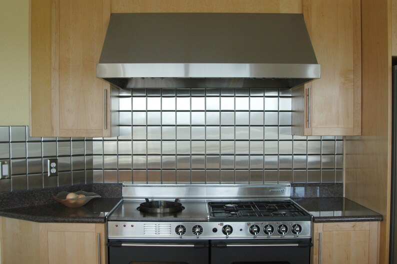 4 X 4 Brushed Stainless Steel Kitchen Backsplash Tile Etsy