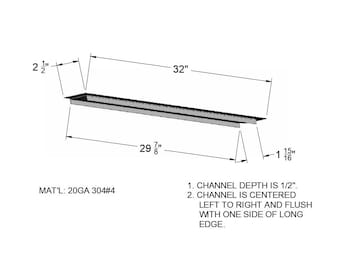 Custom Brushed 304 Stainless Steel Drop-In Floating Filler Trim for Back of 30" Stove (Ver 2) (2" Hole)