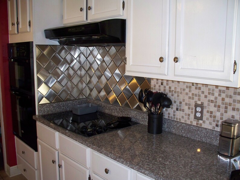 4 X 4 Brushed Stainless Steel Kitchen Backsplash Tile Etsy
