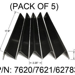 May include: Five black metal pieces, each with a triangular shape. The longest side measures 44.7 cm, with a width of 5.7 cm and a height of 6 cm. The text "(PACK OF 5)" and "P/N: 7620/7621/62783" are also visible.