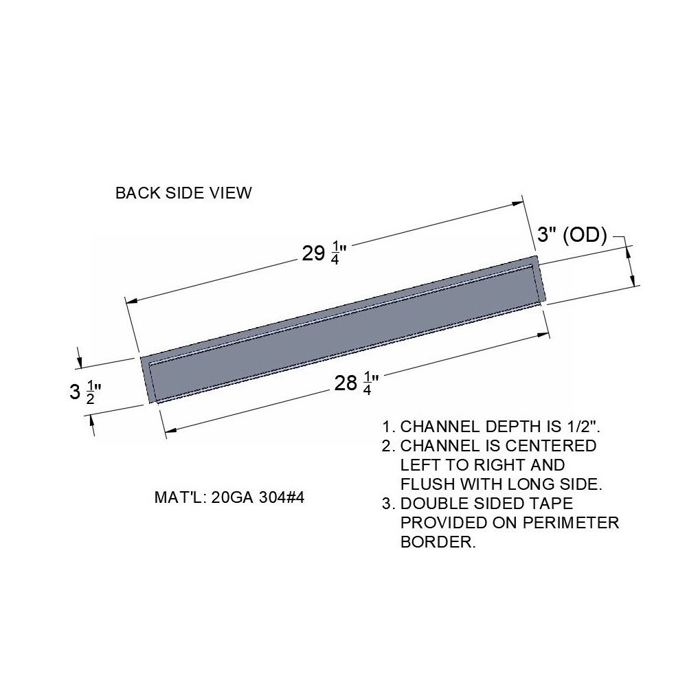 Custom Brushed Stainless Steel Microwave Filler Panel for 3 X 28 1/4