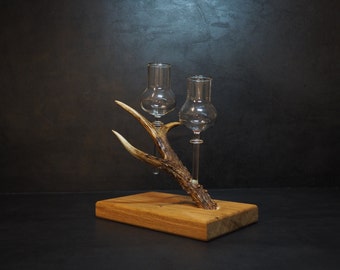 Shot glass holder / wine glass holder made from real deer antlers