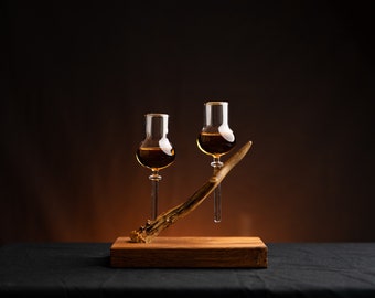 Hunter Gift • Deer antler schnapps bench with floating shot glasses