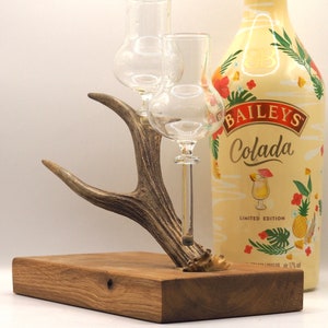 Liqueur shot board made from real deer antler • with 2 liqueur glasses