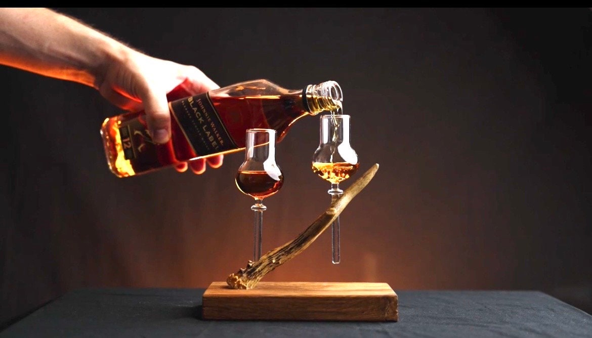 50th birthday man gift • Antler shot board with glasses