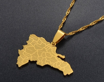 Life-Center-Store Round Spain Map Pendant Necklaces Stainless Steel for Women Men Girls Gold Color Charm Spanish Maps Jewelry Gifts