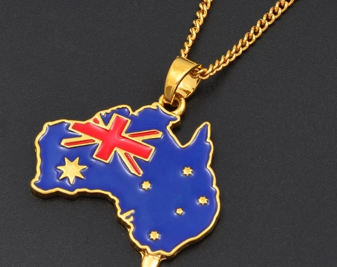 Australia 18K Gold Plated Necklace / Australia Jewelry / Australia Pendant / Australia Gift Etsy