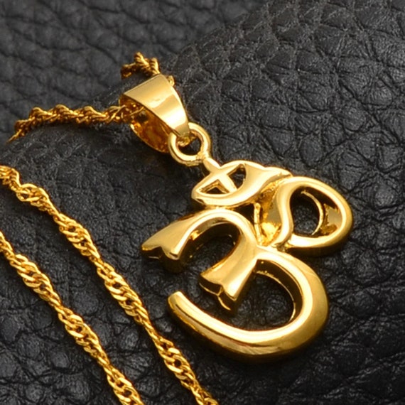 18K Gold Plated Om Pendant Necklace 