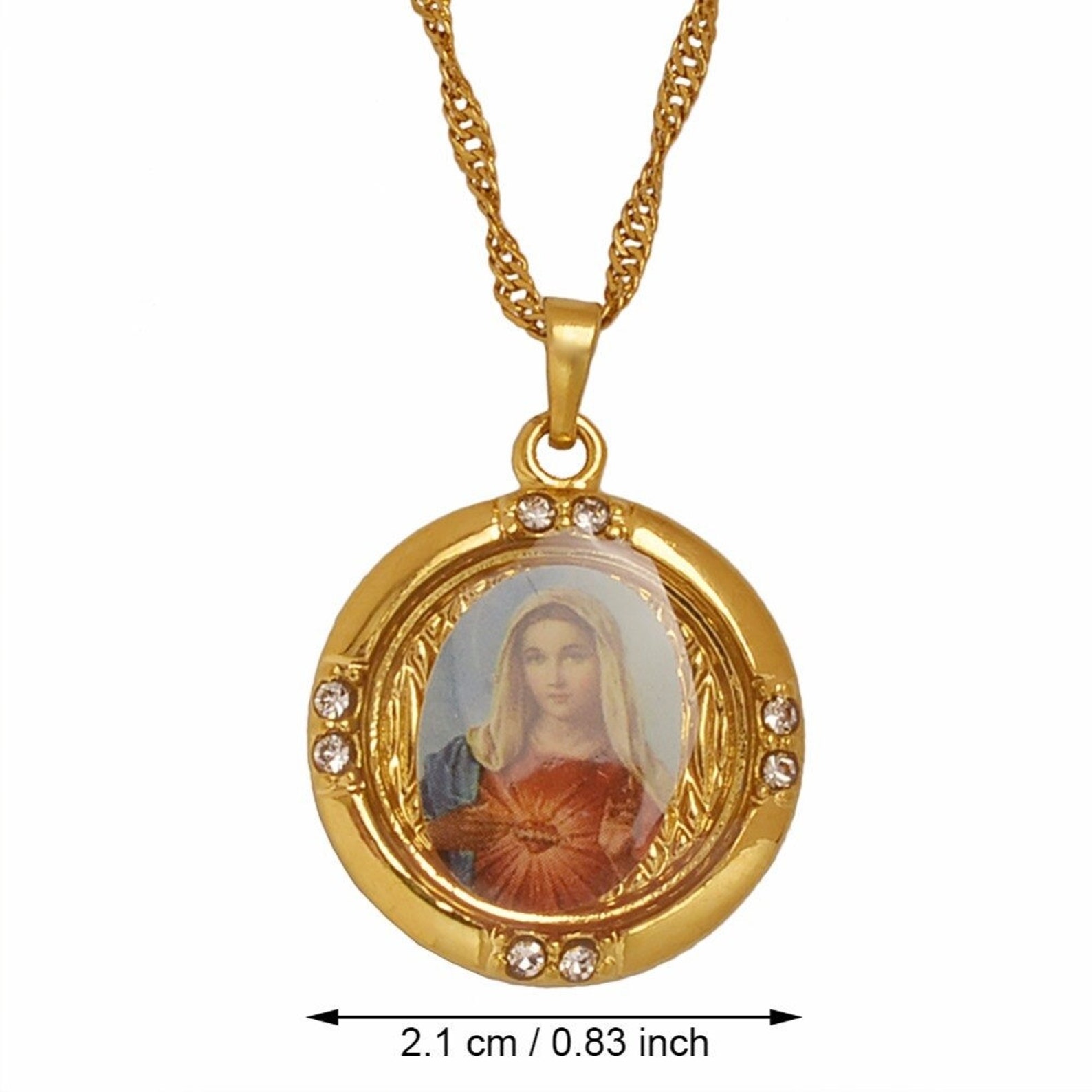 18K Gold Plated Virgin Mary Necklace / Gold Plated Religious Etsy