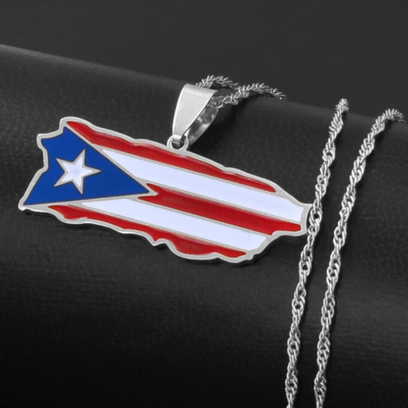 18K Goldplated Puerto Rico Flag Necklace / Charmed Jewelry Etsy