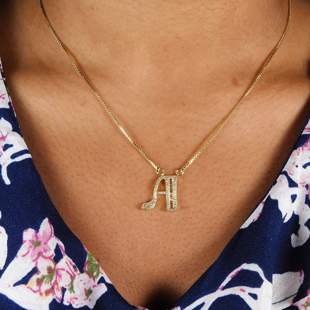 Vergoldete Halskette mit Initialen Halskette mit Initialen Etsy.de